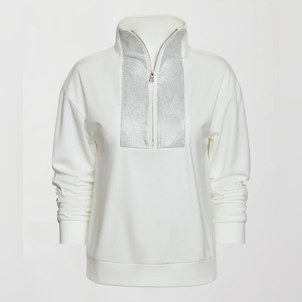 Carbon38 Rhinestone Zip Pullover and Rhinestone Fleece Flare Pant Set - Picture 2 of 13